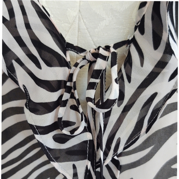 Victoria’s Secret Pink & Black Zebra Print Long Sleeve Pajama Top Sheer Size Med - Picture 8 of 14